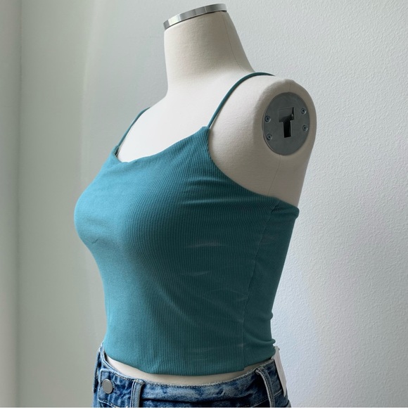 Round Neck Bungee Strap Tank Top - Dusty Jade - Picture 4 of 9